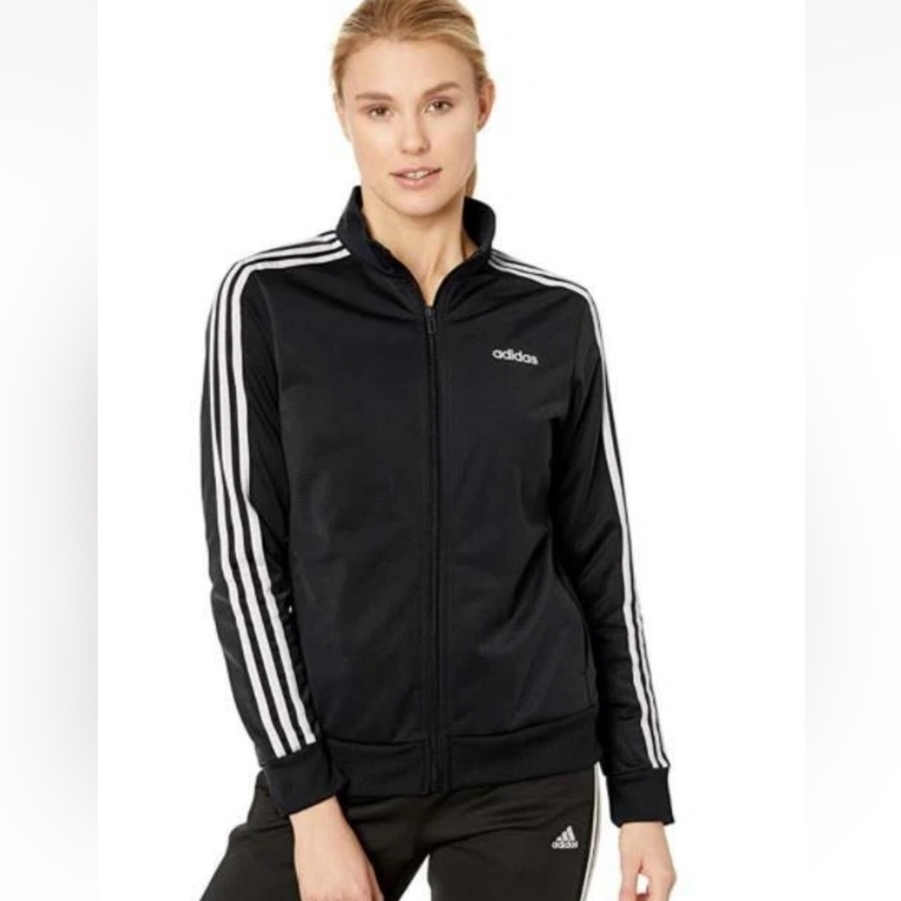 Adidas Zip Up Track Jacket BlackWhite Sz Medium